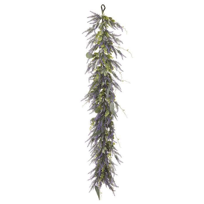 4'11" Lavender & Eucalyptus Artificial Flower Garland -Purple/Green (pack of 3) - FGL059-PU/GR