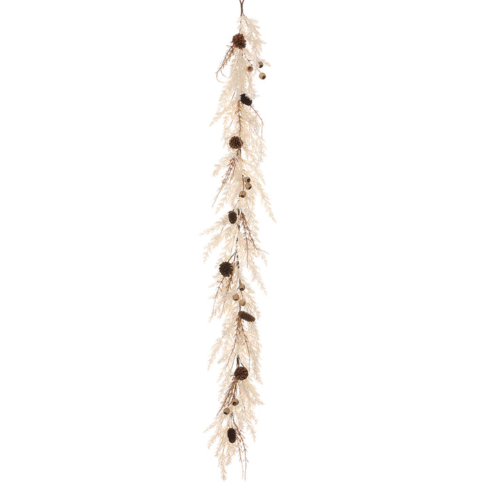 6'4" Artificial Pampas Grass, Pod & Pinecone Garland -Beige/Brown (Pack of 2) - FGP008-BE/BR