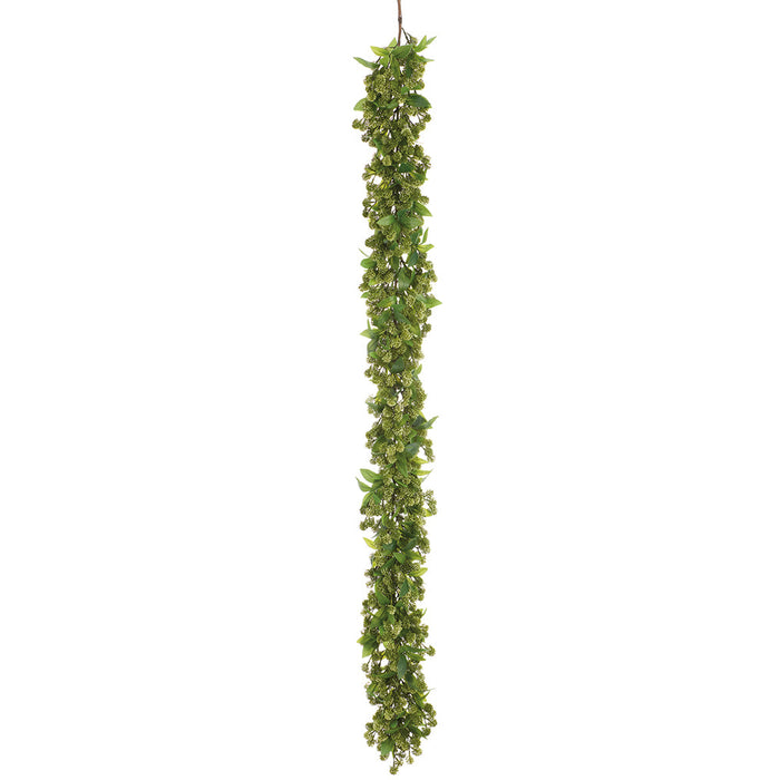 6' PE Artificial Flowering Sedum Garland -Cream/Green (Pack of 2) - FGS417-CR/GR
