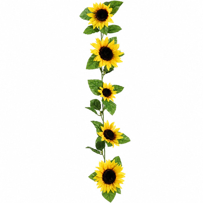 6' Sunflower Silk Flower Garland -Yellow (Pack of 12) - FGS851-YE