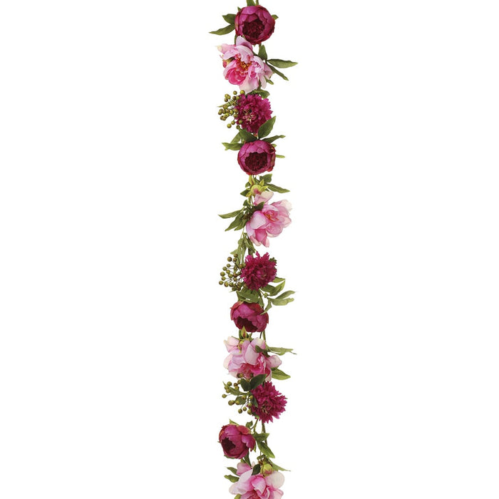 6' Silk Peony & Ranunculus Flower Garland -Beauty/Pink (pack of 2) - FGX912-BT/PK
