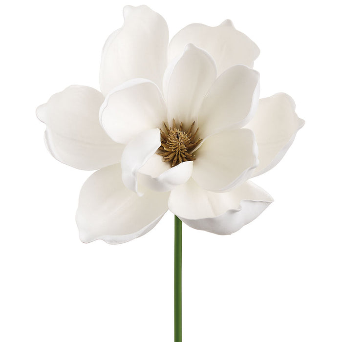 10" Real Touch Magnolia Silk Flower Stem Pick -White (Pack of 24) - FKM350-WH