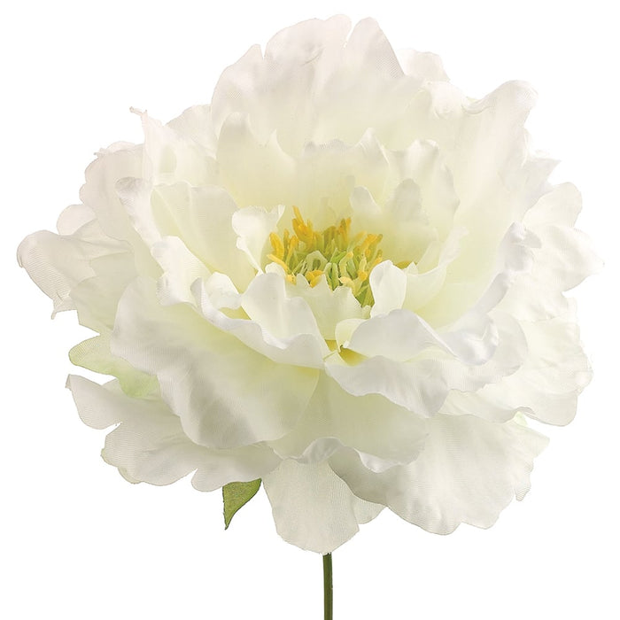 9" Peony Silk Flower Corsage Stem Pick -Cream (pack of 24) - FKP162-CR