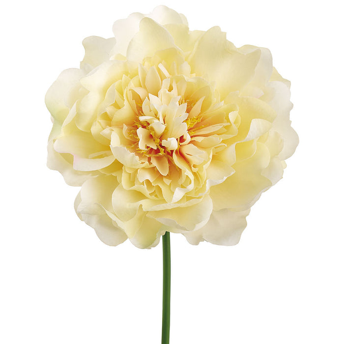 9.5" Real Touch Peony Silk Flower Stem Pick -Yellow (Pack of 24) - FKP330-YE