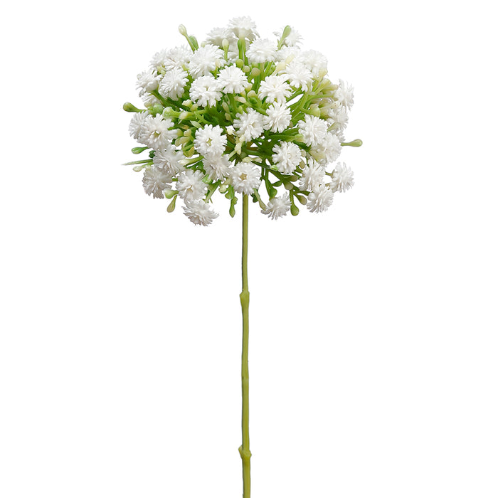 9.5" Silk Snowball Flower Stem -White (pack of 24) - FKS704-WH