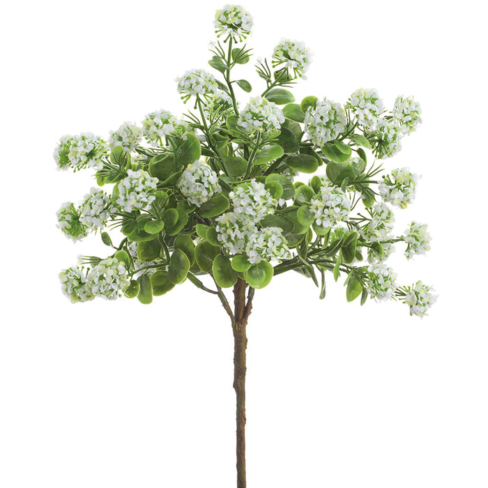 13" Mini Viburnum Silk Flower Stem Pick -White (Pack of 12) - FKV003-WH