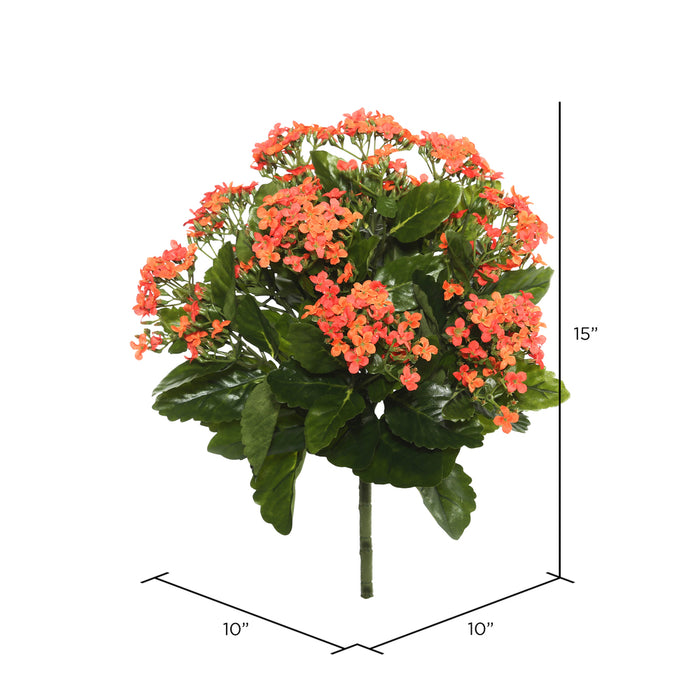 15" Silk Kalanchoe Flower Bush -Orange (Pack of 4) - FL170202