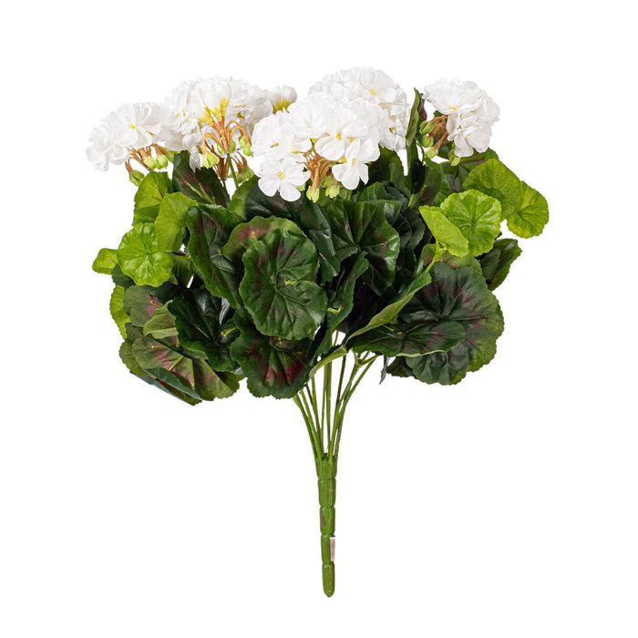 17.5" Silk Geranium Flower Bush -White (Pack of 4) - FL170404