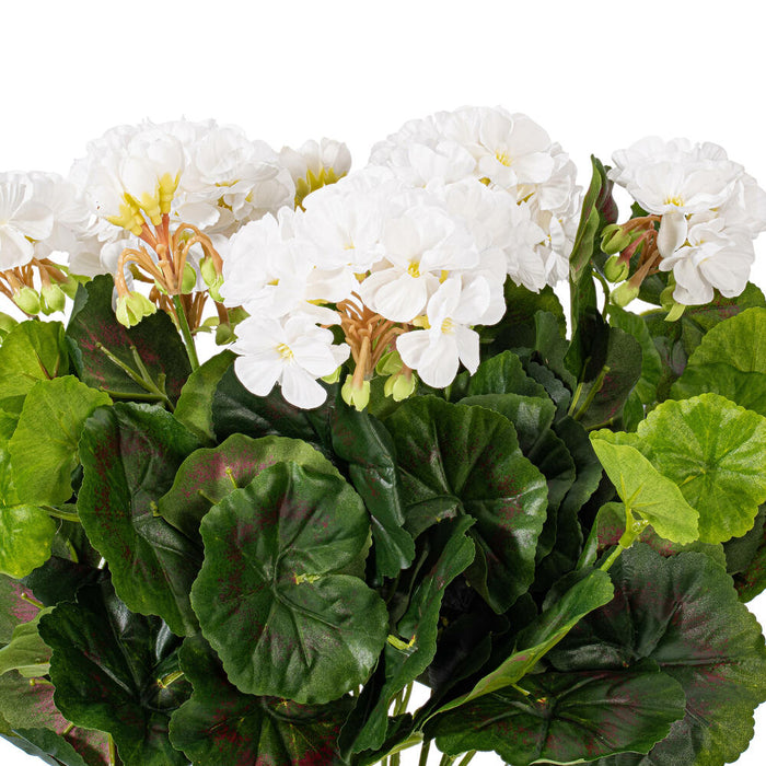 17.5" Silk Geranium Flower Bush -White (Pack of 4) - FL170404