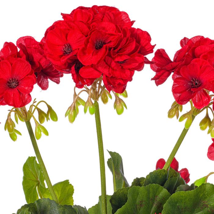 15.25" Silk Geranium Flower Bush -Red (Pack of 6) - FL170502