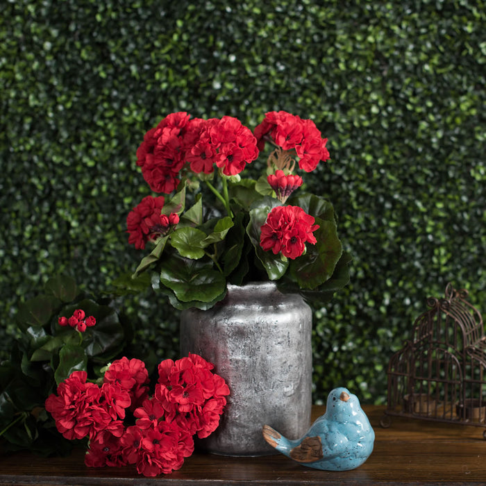 15.25" Silk Geranium Flower Bush -Red (Pack of 6) - FL170502