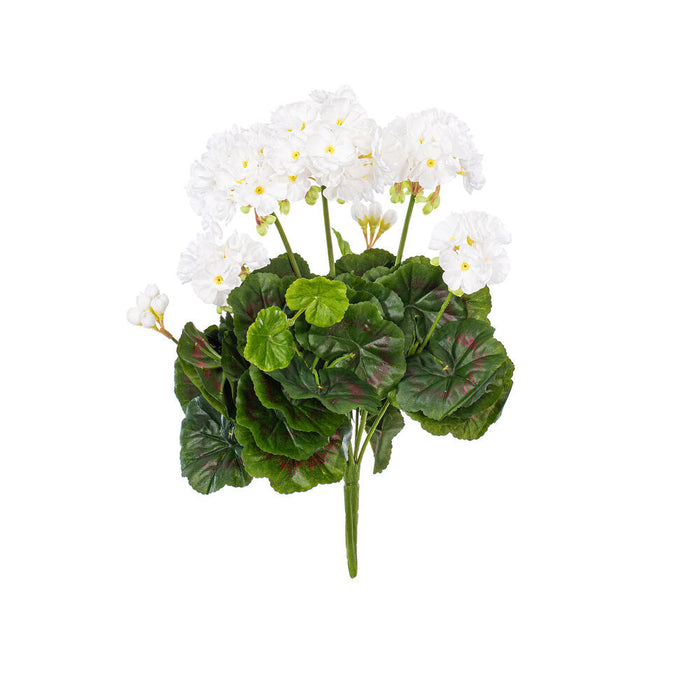 15.25" Silk Geranium Flower Bush -White (Pack of 6) - FL170504
