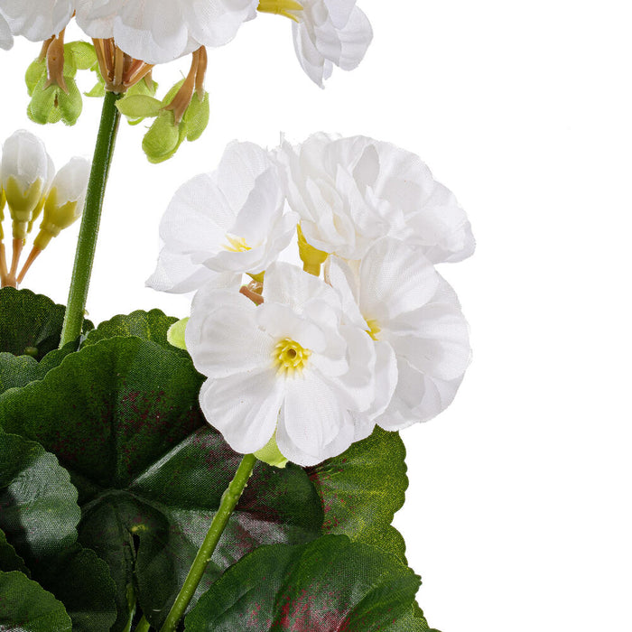 15.25" Silk Geranium Flower Bush -White (Pack of 6) - FL170504