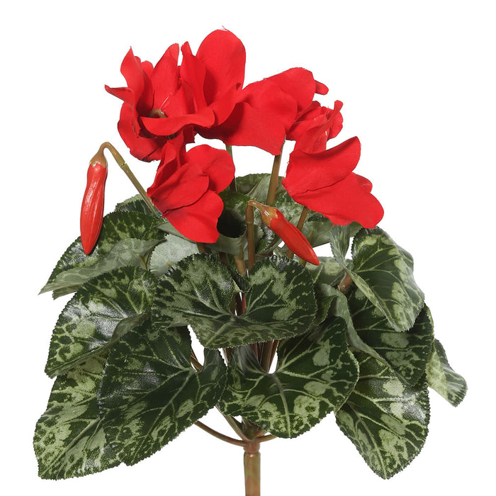 11" Silk Cyclamen Flower Bush -Red (Pack of 6) - FL170702