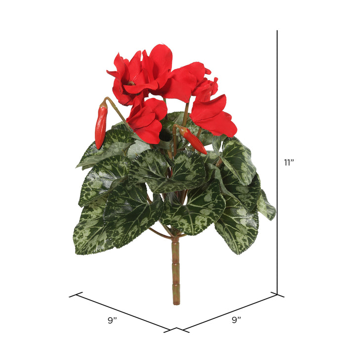 11" Silk Cyclamen Flower Bush -Red (Pack of 6) - FL170702