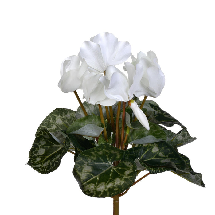 11" Silk Cyclamen Flower Bush -White (Pack of 6) - FL170711