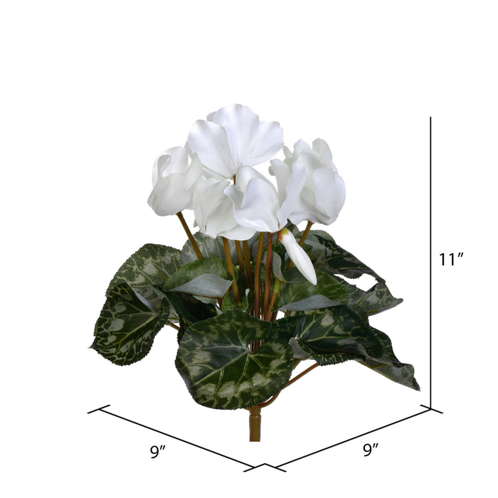 11" Silk Cyclamen Flower Bush -White (Pack of 6) - FL170711
