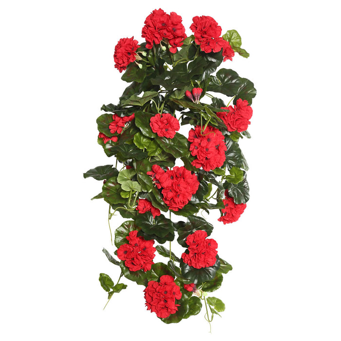 29" Hanging Silk Geranium Flower Bush -Red (Pack of 4) - FL170802