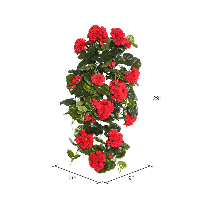 29" Hanging Silk Geranium Flower Bush -Red (Pack of 4) - FL170802
