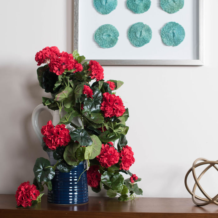 29" Hanging Silk Geranium Flower Bush -Red (Pack of 4) - FL170802