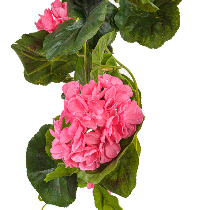 29" Hanging Silk Geranium Flower Bush -White (Pack of 4) - FL170803