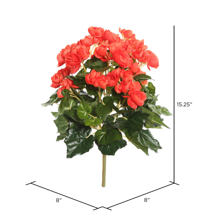 15.25" Silk Begonia Flower Bush -Orange/Red (Pack of 4) - FL170901