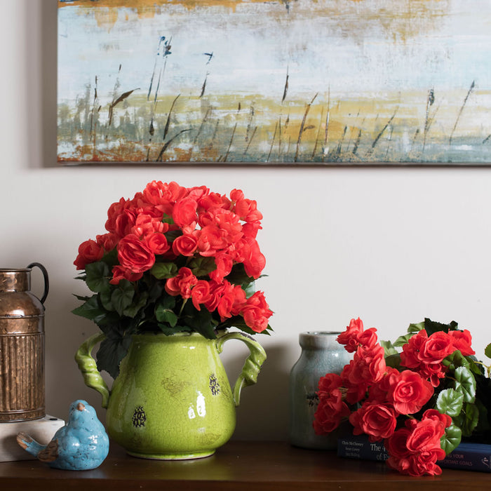 15.25" Silk Begonia Flower Bush -Orange/Red (Pack of 4) - FL170901