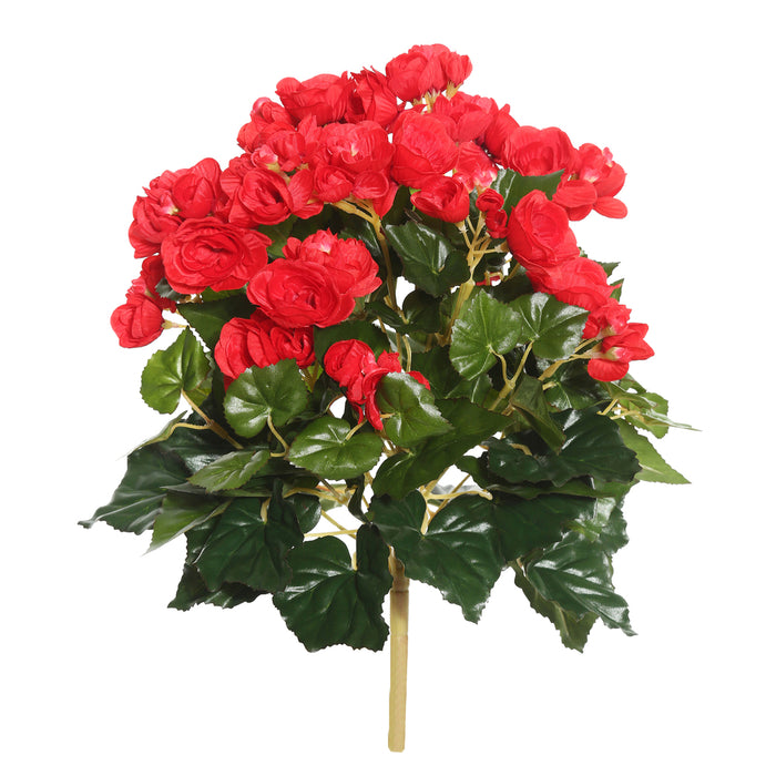 15.25" Silk Begonia Flower Bush -Red (Pack of 4) - FL170902