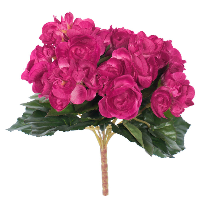 15.25" Silk Begonia Flower Bush -Hot Pink (Pack of 4) - FL170903