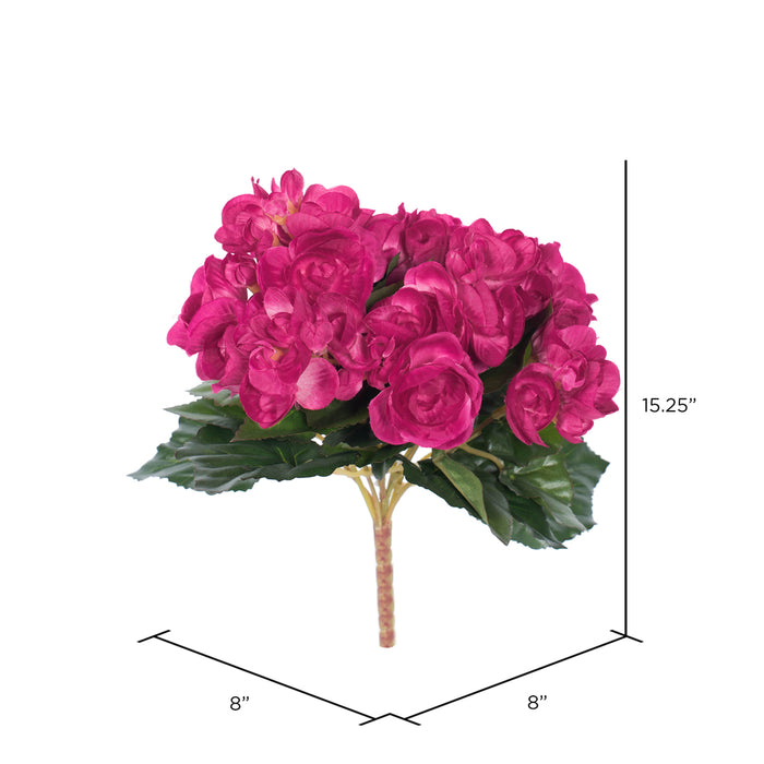 15.25" Silk Begonia Flower Bush -Hot Pink (Pack of 4) - FL170903