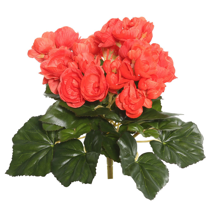 9.5" Silk Begonia Flower Bush -Orange/Red (Pack of 6) - FL171001