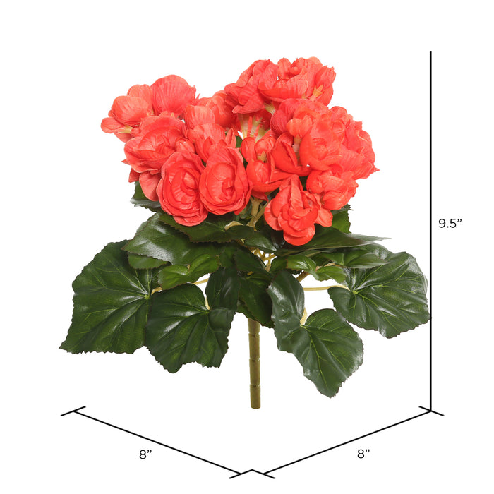 9.5" Silk Begonia Flower Bush -Orange/Red (Pack of 6) - FL171001