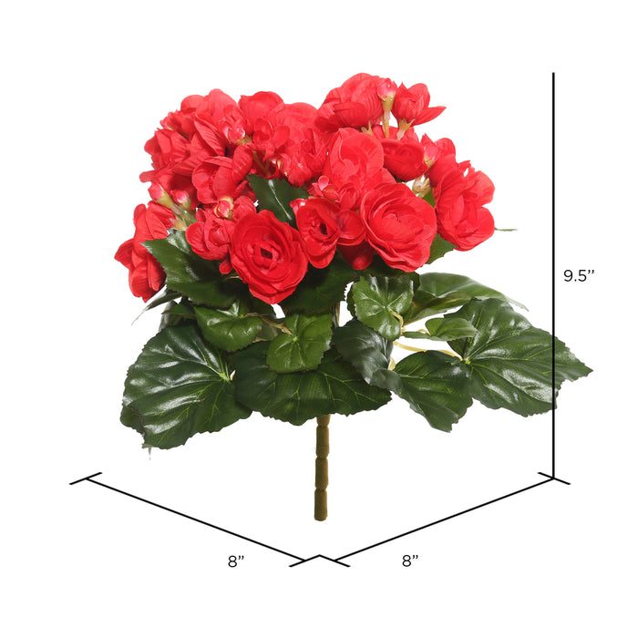 9.5" Silk Begonia Flower Bush -Red (Pack of 6) - FL171002