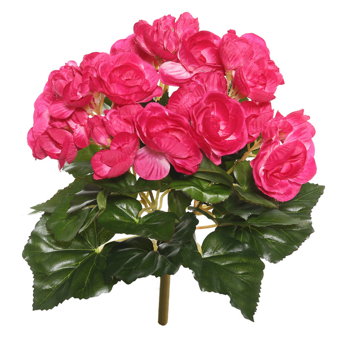 9.5" Silk Begonia Flower Bush -Hot Pink (Pack of 6) - FL171003