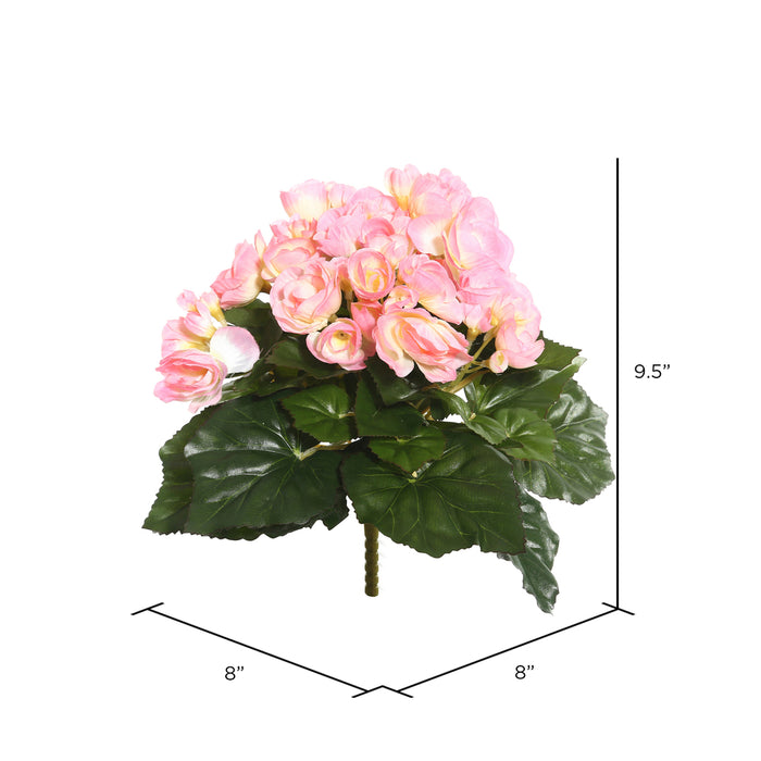 9.5" Silk Begonia Flower Bush -Light Pink (Pack of 6) - FL171004