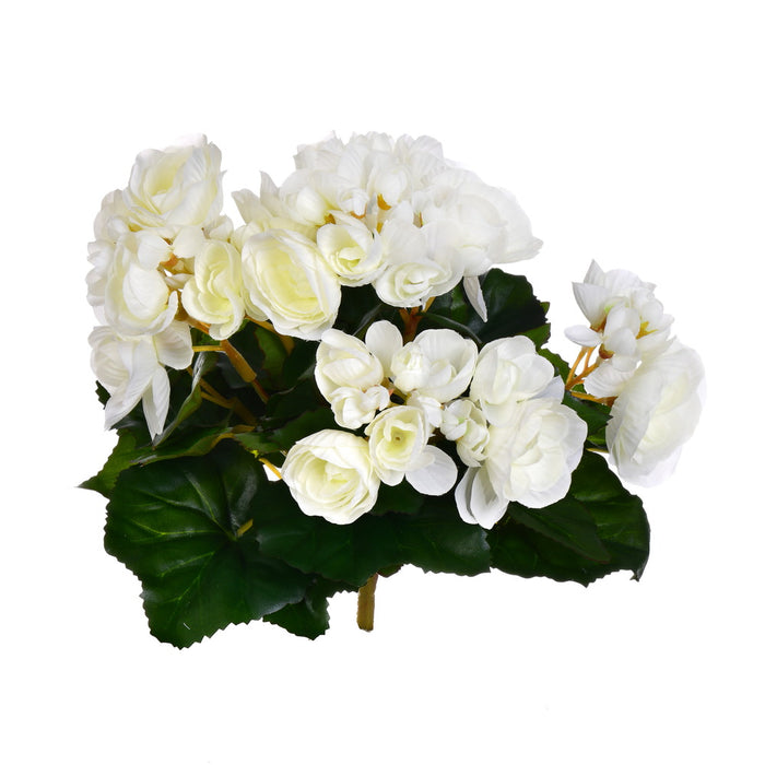 9.5" Silk Begonia Flower Bush -White (Pack of 6) - FL171005