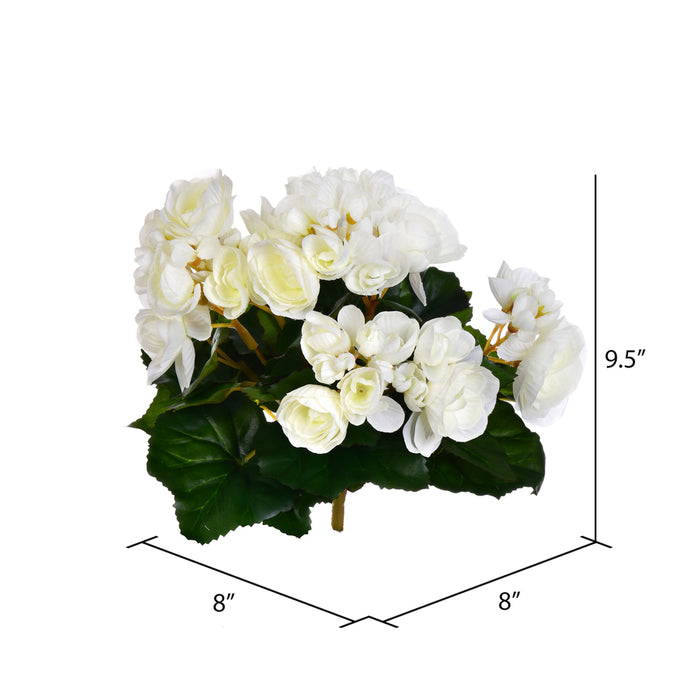 9.5" Silk Begonia Flower Bush -White (Pack of 6) - FL171005