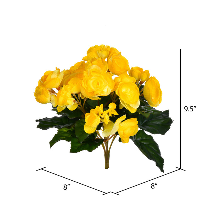 9.5" Silk Begonia Flower Bush -Yellow (Pack of 6) - FL171006