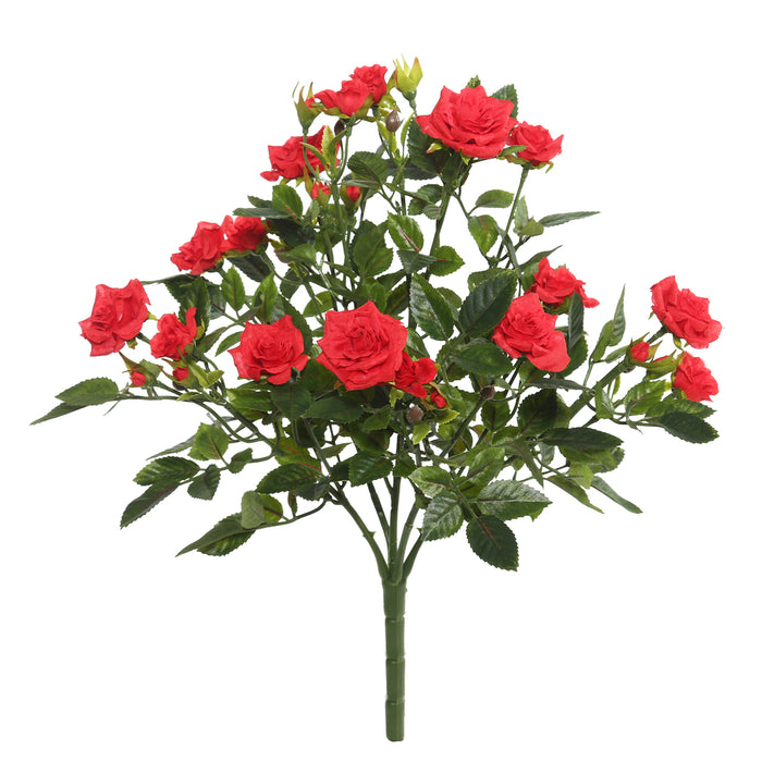 15" Silk Mini Diamond Rose Flower Bush -Red (Pack of 4) - FL171101