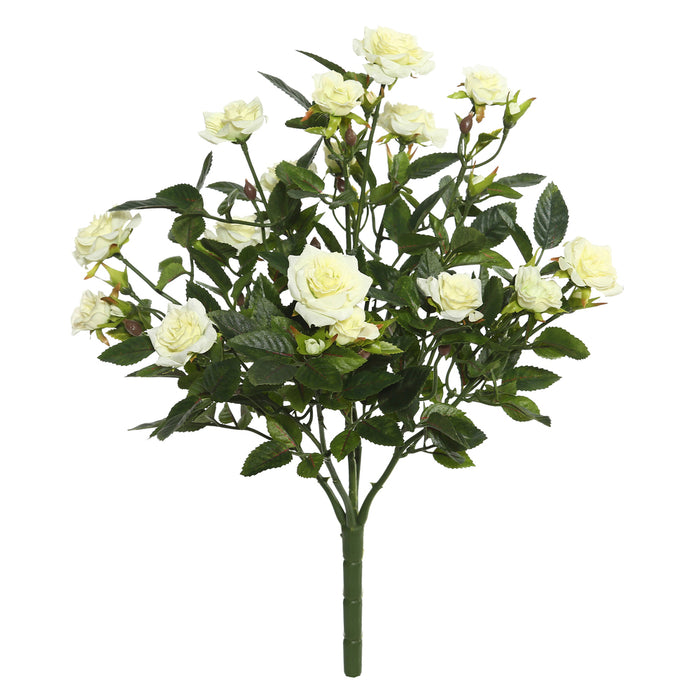 15" Silk Mini Diamond Rose Flower Bush -White (Pack of 4) - FL171102