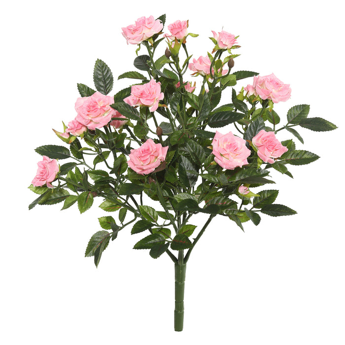 15" Silk Mini Diamond Rose Flower Bush -Light Pink (Pack of 4) - FL171104