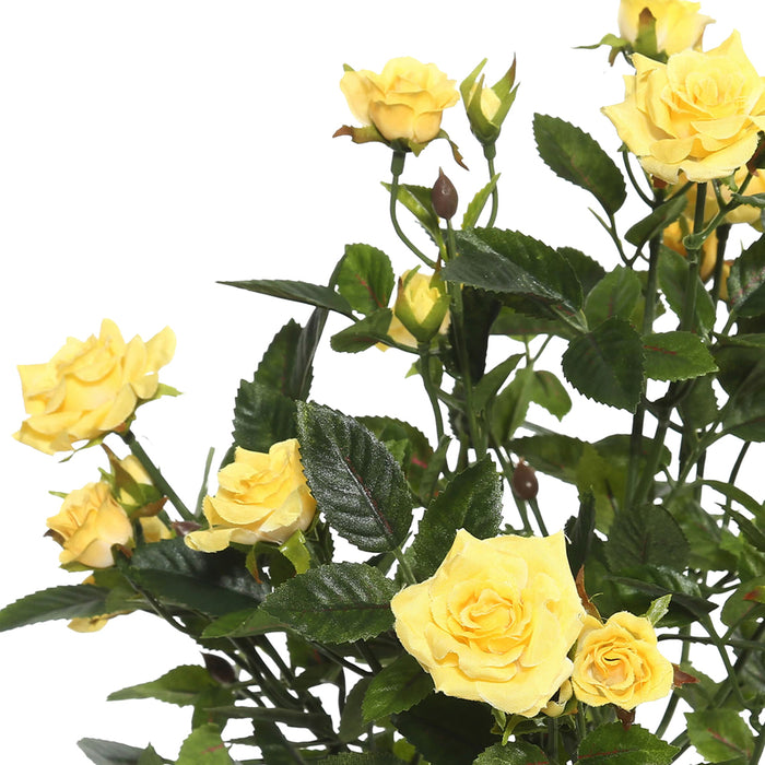 15" Silk Mini Diamond Rose Flower Bush -Yellow (Pack of 4) - FL171105