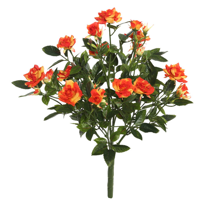 15" Silk Mini Diamond Rose Flower Bush -Orange (Pack of 4) - FL171106