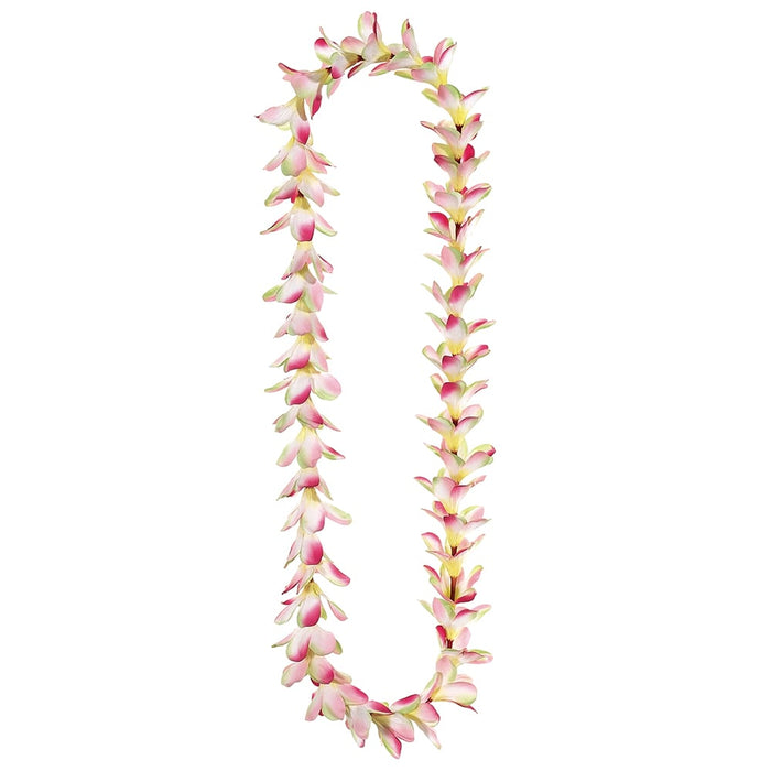 48" Silk Frangipani Plumeria Flower Lei Necklace -Hot Pink (pack of 24) - FLF098-PK/HT
