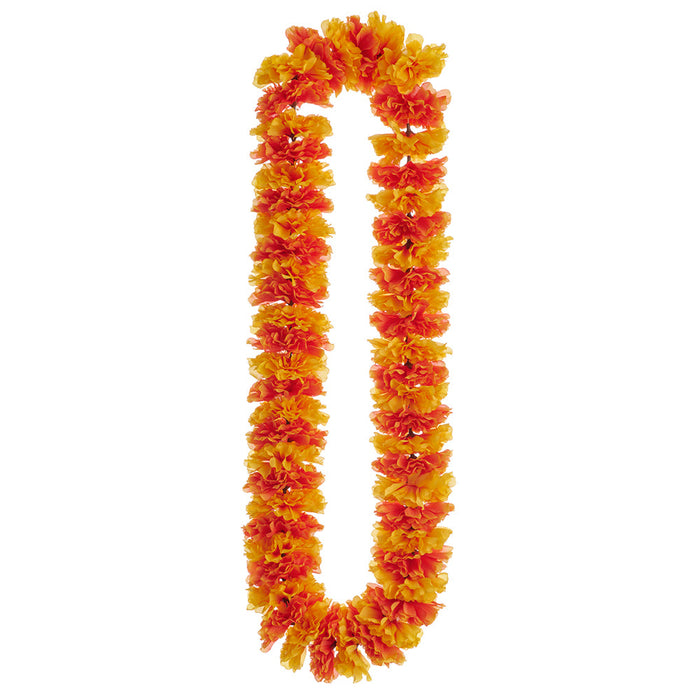 60" Silk Marigold Flower Lei Necklace -Orange/Yellow (Pack of 4) - FLM003-OR/YE