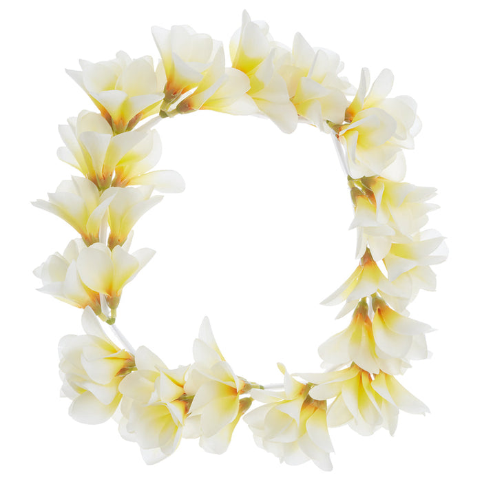 11" Silk Frangipani Plumeria Flower Headband -Cream/Yellow (Pack of 48) - FLP002-CR/YE