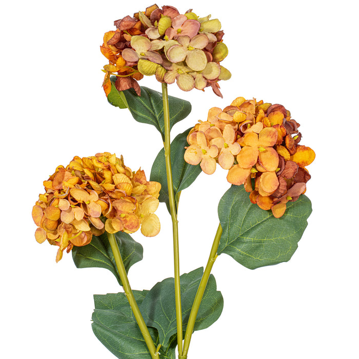 33" Silk Hydrangea Flower Stem -Gold/Yellow (Pack of 6) - FM228078