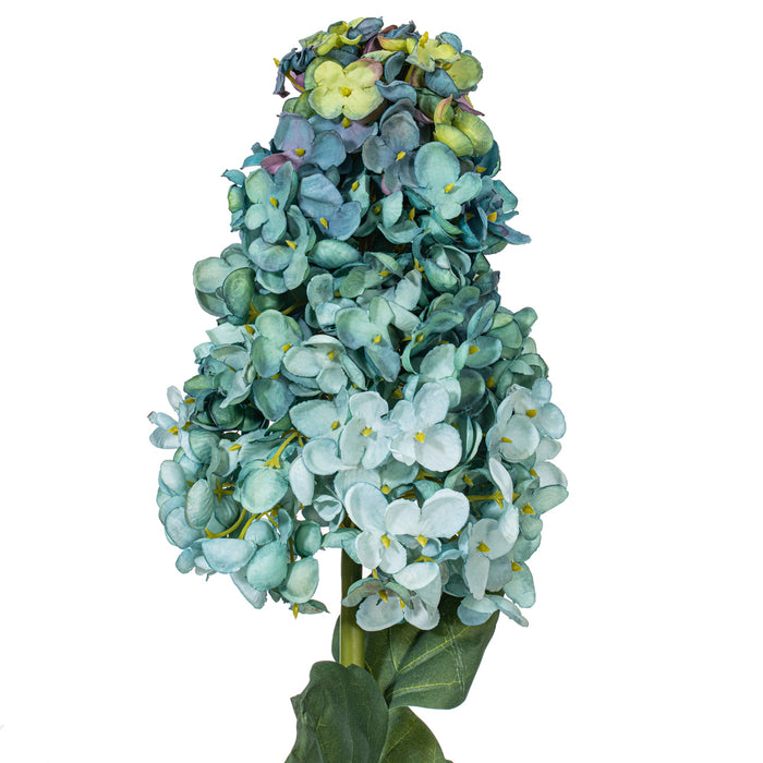 33" Silk Cone Hydrangea Flower Stem -Aqua (Pack of 6) - FM228103