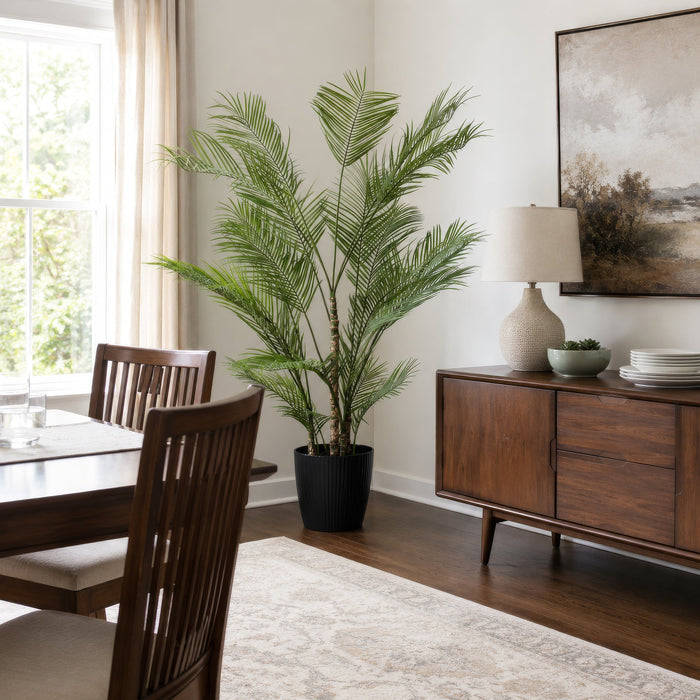 5'10" Areca Silk Palm Tree w/Plastic Pot -Green - FM238570