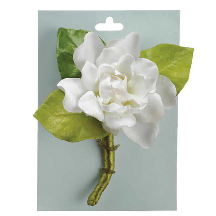 5" Gardenia Silk Flower Corsage -White (pack of 4) - FOG307-WH